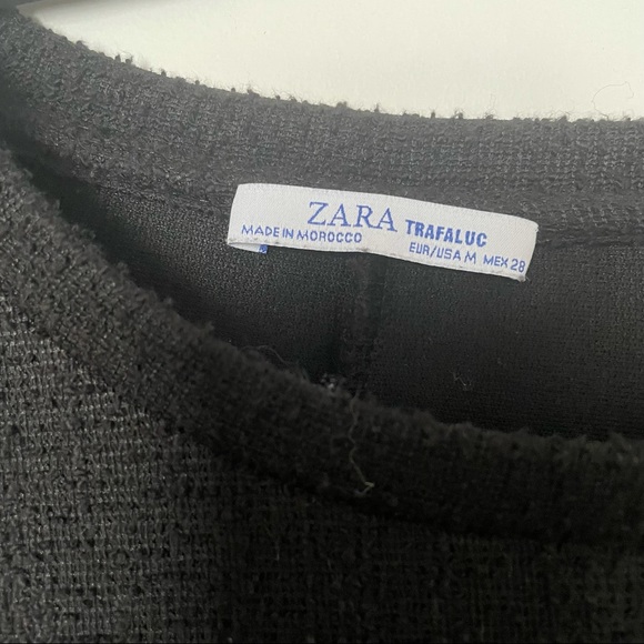 Zara Black Textured Weave Dress with Peplum - Picture 5 of 7